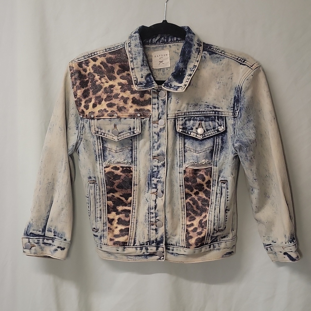 Custom Acid Wash Leopard Print Denim Trucker Jacket - Picture 5 of 10